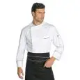 WIMBLEDON CHEFS JACKET - MOD. 059811 - 100% COTTON - MICRO-PERFORATED BACK FOR IMPROVED BREATHABILITY - COLOUR: WHITE WITH BLACK PIPING