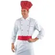 RED CHEF CHEFS JACKET - MOD. 059300 - 100% COTTON - ROUND RED BUTTONS - BREAST AND PEN POCKET - COLOUR: WHITE WITH RED PIPING