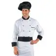 ROYAL CHEF CHEFS JACKET - MOD. 059200 - 100% COTTON - DOUBLE-BREASTED - ROUND BLACK BUTTONS - BREAST AND PEN POCKET - COLOUR: WHITE - BLACK COLLAR, CUFFS AND BREAST POCKET