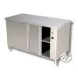 Stainless steel hot cupboard with sliding doors - worktop thickness cm 4 - Power W 2500 - Single phase 230v/1/50Hz