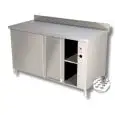 Stainless steel hot cupboard with sliding doors - with upstand - worktop thickness cm 4 - Power W 2500 - Single phase 230v/1/50Hz