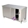 Stainless steel hot cupboard with sliding doors on two sides - worktop thickness cm 4 - Power W 2500 - Single phase 230v/1/50Hz