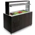 REFRIGERATED BUFFET COUNTER WITH DEEP PAN TOP - MOD. VENEZIA RF - WOODEN STRUCTURE - HIGH QUALITY QUARTZ AGGLOMERATE COUNTERTOP - STAINLESS STEEL DEEP PAN TOP, GRADE AISI 304 - TEMPERED GLASS DOORS - STATIC COOLING - TEMPERATURE °C +2/+7 - REFRIGERANT GAS
