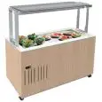 REFRIGERATED BUFFET COUNTER WITH DEEP PAN TOP - MOD. VENEZIA SVT FISSA RF VT - WOODEN STRUCTURE - HIGH QUALITY QUARTZ AGGLOMERATE COUNTERTOP - STAINLESS STEEL DEEP PAN TOP, GRADE AISI 304 - FIXED OVERSHELF - TEMPERED GLASS - VENTILATED COOLING - TEMPERATU
