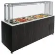 REFRIGERATED BUFFET COUNTER WITH QUARTZ AGGLOMERATE FLAT TOP - MOD. VENEZIA SERVITO QPRF - WOODEN STRUCTURE - HIGH QUALITY QUARTZ AGGLOMERATE COUNTERTOP AND FLAT TOP - SHATTERPROOF TEMPERED GLASS DISPLAY - STATIC COOLING - TEMPERATURE °C 0/+4 - REFRIGERAN
