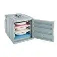 FRONT-LOADING INSULATED FOOD BOX - MOD. SINGLE - SUITABLE FOR THE TRANSPORT OF A SINGLE MEAL PRESERVED AT DIFFERENT TEMPERATURES - HOT, CHILLED OR MIXED TEMPERATURE (HOT/COLD) - TRAY CAPACITY 18x18 cm OR GN1/6 - CAPACITY 5.8L - DIMENSIONS cm L 25 x D 26 x
