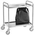 2-SHELF CATERING TROLLEY - MOD. CA13S - Stainless steel construction with bin bag hole - Stainless steel shelves - Multidirectional castors