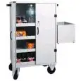 BAR STOCK TROLLEY - MOD. CR1696 - Painted laminate construction - N. 3 adjustable middle shelves - Side bin - Dimensions cm L80xD50xH118