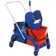 NYLON MOP WRINGER TROLLEY - MOD. CA1604 - Capacity Lt. 50 (n. 2 buckets Lt. 25) - Nylon wringer - Dimensions cm L69xD42xH85
