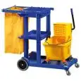 ALL-PURPOSE PLASTIC CLEANER'S TROLLEY - MOD. CA1606E - Plastic wringer with divider - Bag holder with strong plastic bag Lt. 120 - Tool stand - Dimensions cm L114xD51xH98