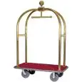 LUGGAGE TROLLEY WITH COAT HANGER - MOD. PV2001 - Carpet-covered wooden base - Brass-plated tubular steel bar frame - Edge bumper - Dimensions cm L124xD64xH190