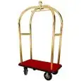 LUGGAGE TROLLEY WITH COAT HANGER - MOD. PV2021 - Carpet-covered wooden base - Brass-plated tubular steel bar frame - Edge bumper - Dimensions cm L110xD62xH198