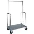 LUGGAGE TROLLEY WITH COAT HANGER - MOD. PVI4024 - Stainless steel tubular construction - Stainless steel sheet base - Castors ø mm 140 - Dimensions cm L100xD56xH160