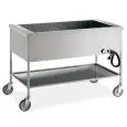 HOT BAIN MARIE TROLLEY - MOD. 139 - SQUARE TUBE STRUCTURE CM. 2X2 AND GRADE AISI 304 STAINLESS STEEL PANELS - SUITABLE FOR GN PANS UP TO H20 CM. (NOT INCLUDED) - ADJUSTABLE THERMOSTAT BETWEEN +65°C AND +90°C - EC STANDARDS