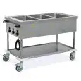 HOT BAIN MARIE TROLLEY WITH INDIVIDUAL TEMPERATURE ZONES - MOD. 737 - SQUARE TUBE STRUCTURE CM. 2,5X2,5 AND GRADE AISI 304 STAINLESS STEEL PANELS - SUITABLE FOR GN PANS UP TO H20 CM. (NOT INCLUDED) - ExDANDED POLYURETHANE INSULATION - SUPPLY 230V -50/60Hz