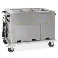 HOT BAIN MARIE CUPBOARD TROLLEY  - MOD. 736A0 - GRADE AISI 304 STAINLESS STEEL STRUCTURE - SUITABLE FOR GN PANS UP TO H20 CM. (NOT INCLUDED) - ExDANDED POLYURETHANE INSULATION - SEPARATE BOTTOM COMPARTMENTS CAN BE AMBIENT OR HEATED ACCORDING TO MODEL - SU