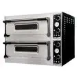 ELECTRIC PIZZA OVEN - MECHANICAL CONTROL - Mod. BASIC 44 Medium - Twin deck oven - firebrick oven base - Chamber dimensions cm L 66 x D 66 x 14 h - N. Pizzas 4 + 4 (Ø cm 32) - Power 9,4 Kw - CE APPROVED