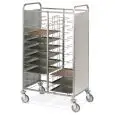 TRAY TROLLEY - MOD. UNIV2INOX - SQUARE TUBULAR STAINLESS STEEL STRUCTURE cm. 2X2 - CHROME-COATED STEEL WIRE RUNNERS - MAX TRAY DIMENSIONS cm 53x39 - GRADE AISI 304 STAINLESS STEEL SIDE PANELS - SWIVEL CASTORSø cm. 12,5 - EC STANDARDS