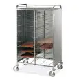 TRAY TROLLEY - MOD. UNIV3INOX - SQUARE TUBULAR STAINLESS STEEL STRUCTURE cm. 2X2 - CHROME-COATED STEEL WIRE RUNNERS - MAX TRAY DIMENSIONS cm 53x39 - GRADE AISI 304 STAINLESS STEEL PANELS ON THREE SIDES - SWIVEL CASTORSø cm. 12,5 - EC STANDARDS