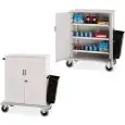 MINIBAR REFILL TROLLEY - MOD. MINIBAR 2012  - STEEL SHEET STRUCTURE - EMPTY REMOVABLE PVC BOTTLE HOLDER - DOORS OPEN UP TO 180° - SWIVEL CASTORS ø cm 16 - DIMENSIONS cm. L100 x D62 X H119