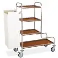 DIRTY LAUNDRY TROLLEY - MOD. 4410 - SQUARE TUBULAR STAINLESS STEEL STRUCTURE - N. 4 VENEERED CHIPBOARD SHELVES - N.1 FOLDING BAG HOLDER WITH FABRIC DIRTY LAUNDRY BAG - SWIVEL CASTORSø cm 12,5 - DIMENSIONS cm. L101/140 x D52 X H137/151
