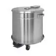 GRADE AISI 304 STAINLESS STEEL LITTER BIN - MOD. 2455 - SATIN FINISH - WATER-TIGHT BASE - PEDAL BIN - REMOVABLE TROLLEY BASE WITH CASTORS - CAPACITY lt 50 - DIMENSIONS cm Ø40  H50 - WEIGHT KG 10