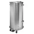 GRADE AISI 304 STAINLESS STEEL LITTER BIN - MOD. 2457 - SATIN FINISH - WATER-TIGHT BASE - PEDAL BIN - REMOVABLE TROLLEY BASE WITH CASTORS - CAPACITY lt 90 - DIMENSIONS cm  Ø40  H90 - WEIGHT KG 15,3