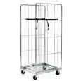 ROLL CONTAINER TROLLEY - MOD. 1812 - WITH BASE ON CASTORS - TWO SIDE FRAMES - 2 STRAPS - TUBULAR AND REINFORCING BAR FRAME - ELECTROLYTIC ZINC-COATING - POLYPROPYLENE CASTORS ø cm 10,6 - TWO RED SWIVEL CASTORS AND TWO BLACK FIXED CASTORS - DIMENSIONS cm L