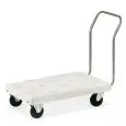 POLYETHYLENE PLATFORM TROLLEY - MOD. 1840 - POLYETHYLENE BASE - FIXED STAINLESS STEEL TUBE HANDLE BAR  Ø cm 2,5  - CASTORS ø cm 14 - TWO OF WHICH FIXED AND TWO ROTATING - CAN BE EMPLOYED FOR OUTDOOR USE - DIMENSIONS cm L107 x D57 X H97