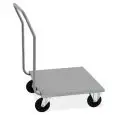 STAINLESS STEEL PLATFORM TROLLEY - MOD. 1895 - GRADE AISI 304 STAINLESS STEEL BASE - TUBULAR STAINLESS STEEL HANDLE BAR - CASTORS ø cm 14 - TWO OF WHICH FIXED AND TWO SWIVEL - PLATFORM DIMENSIONS cm 60x60 - DIMENSIONS cm L60 x D70 X H97