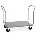 STAINLESS STEEL PLATFORM TROLLEY - MOD. 1897M2 - GRADE AISI 304 STAINLESS STEEL BASE - TWO TUBULAR STAINLESS STEEL HANDLE BARS - CASTORS ø cm 14 - TWO OF WHICH FIXED AND TWO SWIVEL - PLATFORM DIMENSIONS cm 60x100 - DIMENSIONS cm L60 x D120 X H97