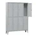 DOUBLE TIER LOCKER - STEEL LAMINATE PROFILE - THICKNESS 6/10 - MOD. 116S/08 - N.8 COMPARTMENTS - N.8 DOORS - HANGER ROD - DIM. cm L 120 x D 50 x H 180