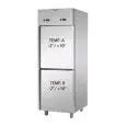UPRIGHT FRIDGE - STAINLESS STEEL AISI 304 - VENTILATED COOLING - DUAL TEMP NT+NT - Mod. A2 07 MID PP - CAPACITY Lt 700 - 2 DOORS - TEMPERATURE -2°/+10°C - Dimensions cm L 71 x D 80 x H 203/210 - EC Standards