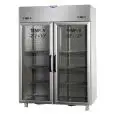 UPRIGHT FRIDGE - STAINLESS STEEL AISI 304 - VENTILATED COOLING - REFRIGERATED DUAL TEMP NT+LT - Mod. AF I4 MID PNPV - CAPACITY Lt 1380 - 2 GLASS DOORS - 2 INTERIOR NEON LIGHTS - TEMPERATURE NT -2°/+10°C - TEMPERATURE LT -18°/-22°C - Dimensions cm L 142 x 