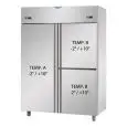 UPRIGHT FRIDGE - STAINLESS STEEL AISI 304 - VENTILATED COOLING - REFRIGERATED NT+NT - Mod. A3 I4 MID PP - CAPACITY Lt 1380 - 2 DOORS - 1 DOOR - TEMPERATURE -2°/+10°C - Dimensions cm L 142 x D 80 x H 203/210 - EC Standards