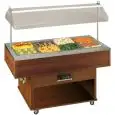 BAIN MARIE GASTRONOMY ISLAND BUFFET DISPLAY - MOD. DELIZIEMBM - MOTORIZED HOOD LIFT - SINGLE PHASE - TEMPERATURE °C +30/+90 - POWER W2400 - DIMENSIONS Cm L 142,3 x D 75 x h 147,8