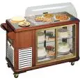 REFRIGERATED BAKERY DISPLAY TROLLEY - MOD. CARRETTO361 - WOODEN FRAME - TEMPERATURE °C +4/+10 - NET CAPACITY: Lt 240 - POWER W 260 - AUTO DEFROST - VENTILATED COOLING - SUPPLY SINGLE PHASE V 230/1/50 Hz - REFRIGERANT GAS R290 - DIMENSIONS Cm L 133,9 x D 5
