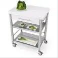 KITCHEN TROLLEY - mod. 690701 auxilium - made from stainless steel - white Corian worktop and drawer coating - with n.1 drawer