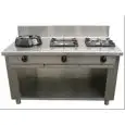 GAS EURASIA COOKER, 3 BURNERS  - MOD. PAP03 - Entirely made to measure - Open cupboard - Smooth cooktop - Gas power choices kW 3,0/4,5/7,5/9,5/14/21 - Dimensions: cm L 150 x D 70 x H 85 - CE approved