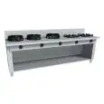 GAS EURASIA COOKER, 5 BURNERS  - MOD. PAP05 - Entirely made to measure - Open cupboard - Smooth cooktop - Gas power choices kW 3,0/4,5/7,5/9,5/14/21 - Dimensions: cm L 150 x D 100 x H 85 - CE approved