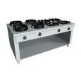 GAS EURASIA COOKER, 8 BURNERS  - MOD. PAP08 - Entirely made to measure - Open cupboard - Smooth cooktop - Gas power choices kW 3,0/4,5/7,5/9,5/14/21 - Dimensions: cm L 200 x D 100 x H 85 - CE approved