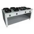 GAS EURASIA COOKER, 8 BURNERS, CONTROLS ON BOTH SIDES - MOD. PAP082C - Entirely made to measure - Open cupboard - Smooth cooktop - Gas power choices kW 3,0/4,5/7,5/9,5/14/21 - Dimensions: cm L 200 x D 110 x H 85 - CE approved