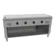 ELECTRIC TEPPANYAKI GRIDDLE, 4 COOKING ZONES  - MOD. VGP4160G - Entirely made to measure - Open cupboard - Shiny hard chrome cooking plate - Perimetral runner - Electric power kW 21,6 (4x5,4 kW) - Three phase 400V - Dimensions: cm L 160 x D 70 x H 85 - CE