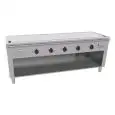 ELECTRIC TEPPANYAKI GRIDDLE, 5 COOKING ZONES  - MOD. VGP5200G - Entirely made to measure - Open cupboard - Shiny hard chrome cooking plate - Perimetral runner - Electric power kW 27,0 (5x5,4 kW) - Three phase 400V - Dimensions: cm L 200 x D 70 x H 85 - CE