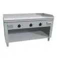 ELECTRIC TEPPANYAKI GRIDDLE, 3 COOKING ZONES  - MOD. VGO3140G - Entirely made to measure - Open cupboard - Shiny hard chrome cooking plate - Upstand on 4 sides - Electric power kW 16,2 (3x5,4 kW) - Three phase 400V - Dimensions: cm L 140 x D 70 x H 85 - C