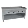 ELECTRIC TEPPANYAKI GRIDDLE, 4 COOKING ZONES  - MOD. VGO4180 - Entirely made to measure - Open cupboard - Shiny hard chrome cooking plate - Upstand on 4 sides - Electric power kW 21,6 (4x5,4 kW) - Three phase 400V - Dimensions: cm L 180 x D 70 x H 85 - CE