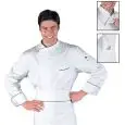 HAMILTON CHEFS JACKET - MOD. 059711 - 100% COTTON - INVERTED BOX PLEAT FOR IMPROVED BREATHABILITY - COLOUR: WHITE WITH BLACK PIPING