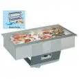 REFRIGERATED DROP-IN FOOD WELL DISPLAY, FISH-SPECIFIC - MOD. MELODIA FISHING - COOLS BY PRODUCING ICE  - GANTRY WITH MIRROR BACKSPLASH - SINGLE PHASE V 230/1/50 Hz - REFRIGERANT GAS R452a - AISI 316 STAINLESS STEEL WELL, SALT CORROSION-RESISTANT - AUTO-DE