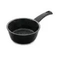 STONE-COATED SAUCEPAN WITH 1 HANDLE - PTFE BLACK PAINTED EXTERIOR - WELDED BAKELITE HANDLE - COMPATIBLE WITH INDUCTION COOKTOPS - DIMENSIONS ø cm. 16