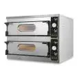 ELECTRIC PIZZA OVEN - Mod. UM 66 BIG/L - Twin deck oven - Firebrick oven base or firebrick oven top and base - Low power consumption - Chamber dimensions cm L 108 x D 72 x h 14 - N. Pizzas 6 + 6 (Ø cm 36) - N. 4 Pans 60x40cm - Power 18 Kw - Single phase o